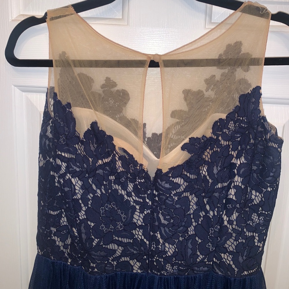 Jasmine Blue Sleeveless Illusion Neckline Gown - Picture 6 of 9